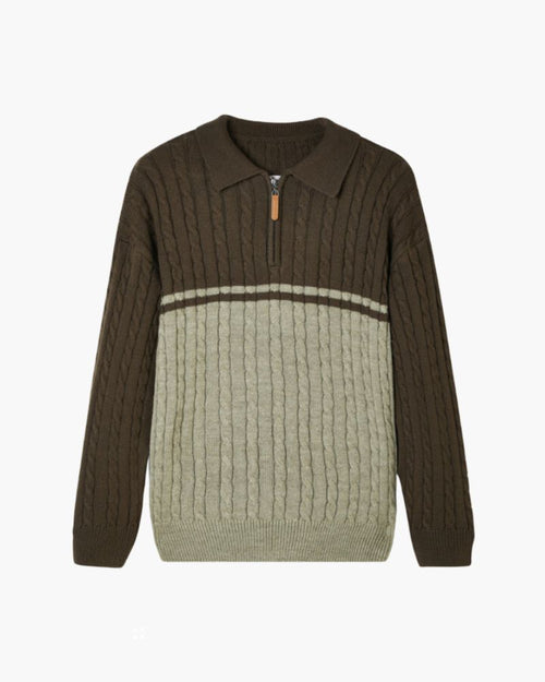 100% Premium Wool Zip Up Knitwear Bernard Grimberg Brown XS