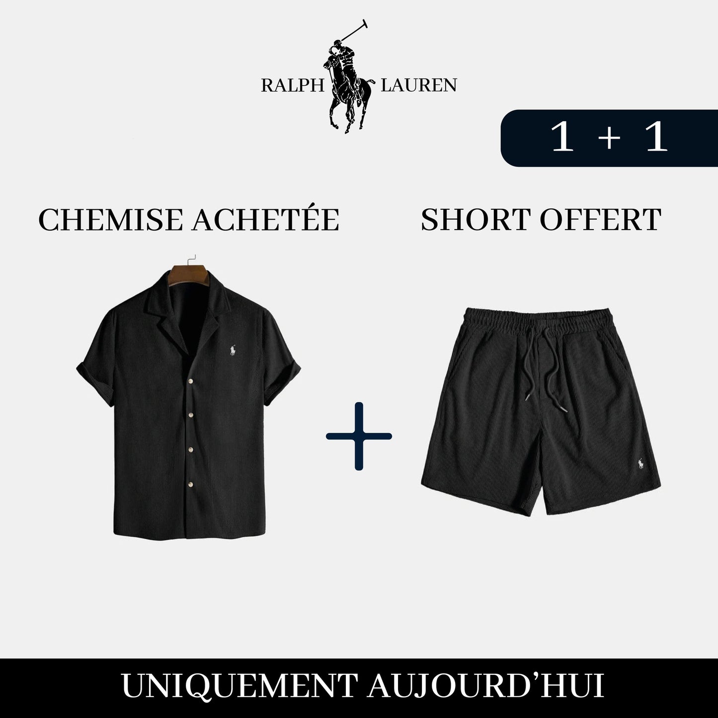 Exclusive Pack: Elegant Shirt + Free Shorts Bernard Grimberg Black S