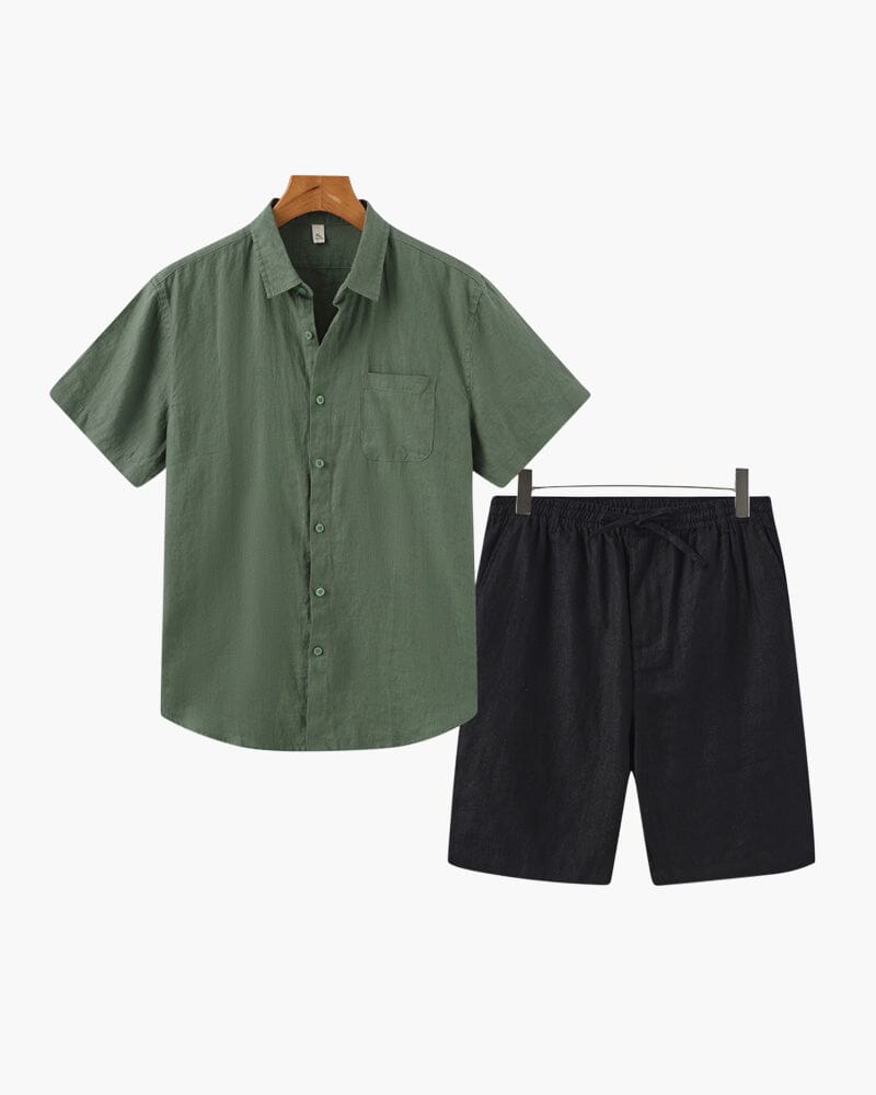 Old Money Linen Combo (Shorts) Bernard Grimberg WorldWide Green Black S