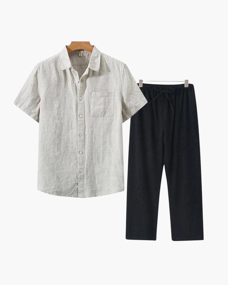 Old Money Linen Combo (Shortsleeve) Bernard Grimberg WorldWide Beige Black XS