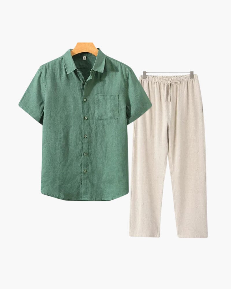 Old Money Linen Combo (Shortsleeve) Bernard Grimberg WorldWide Green Beige XS