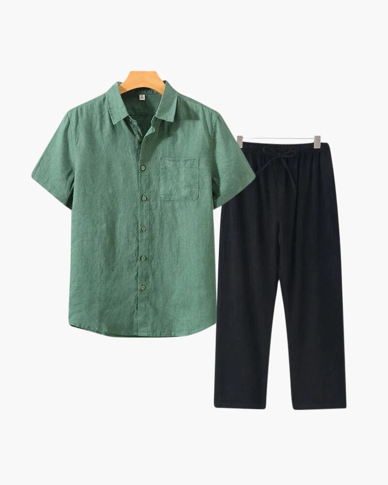 Old Money Linen Combo (Shortsleeve) Bernard Grimberg WorldWide Green Black XS
