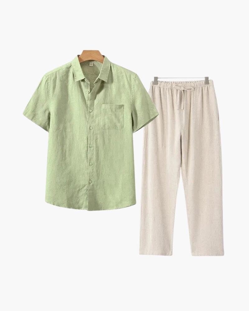 Old Money Linen Combo (Shortsleeve) Bernard Grimberg WorldWide Mint Green Beige XS