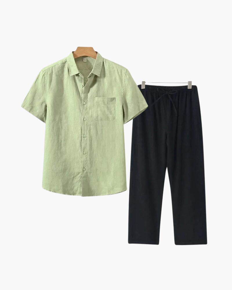 Old Money Linen Combo (Shortsleeve) Bernard Grimberg WorldWide Mint Green Black XS