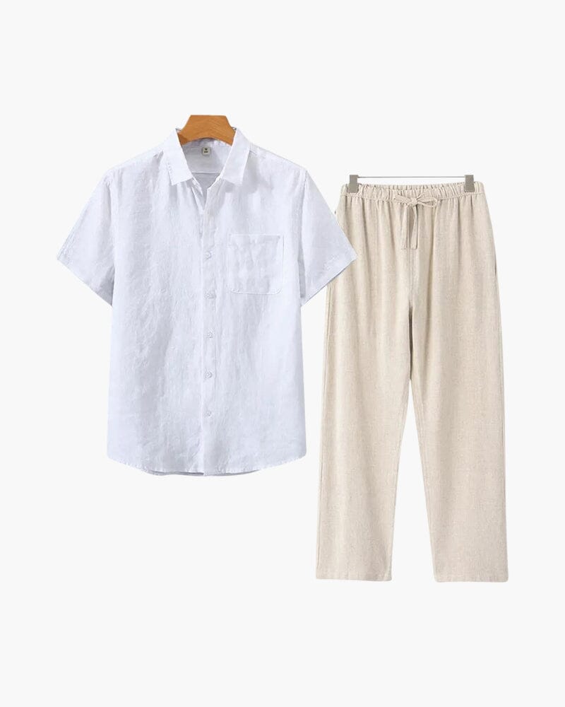 Old Money Linen Combo (Shortsleeve) Bernard Grimberg WorldWide White Beige XS