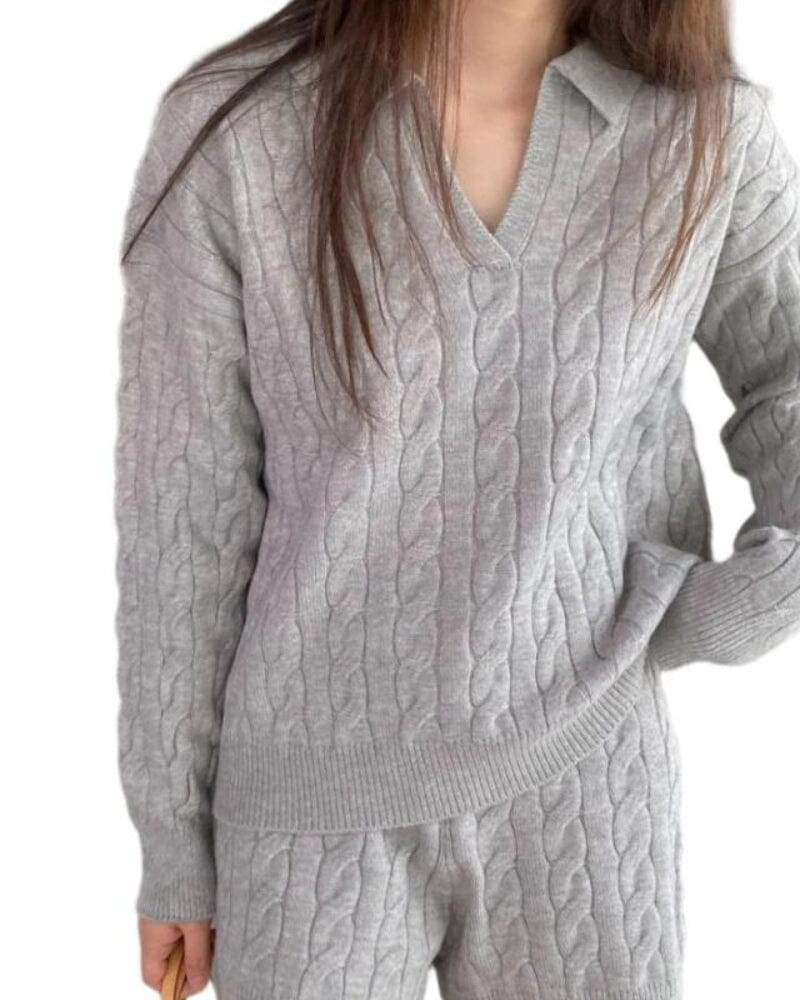 Premium Wool V-neck Knitted Sweater Bernard Grimberg Women