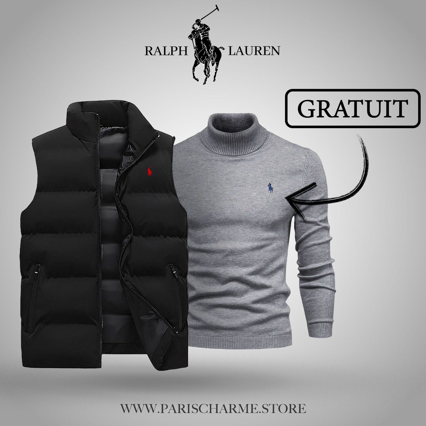 R&L Vest + Free Sweater (CLEARANCE) Bernard Grimberg Black Gray M