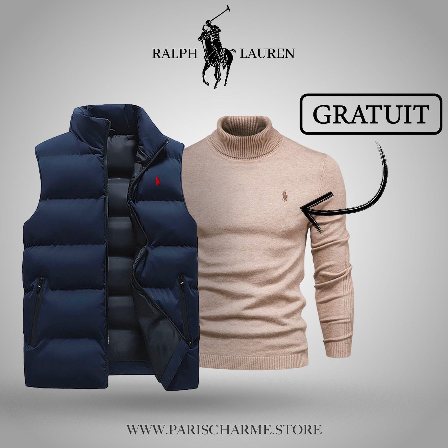 R&L Vest + Free Sweater (CLEARANCE) Bernard Grimberg Blue Beige M
