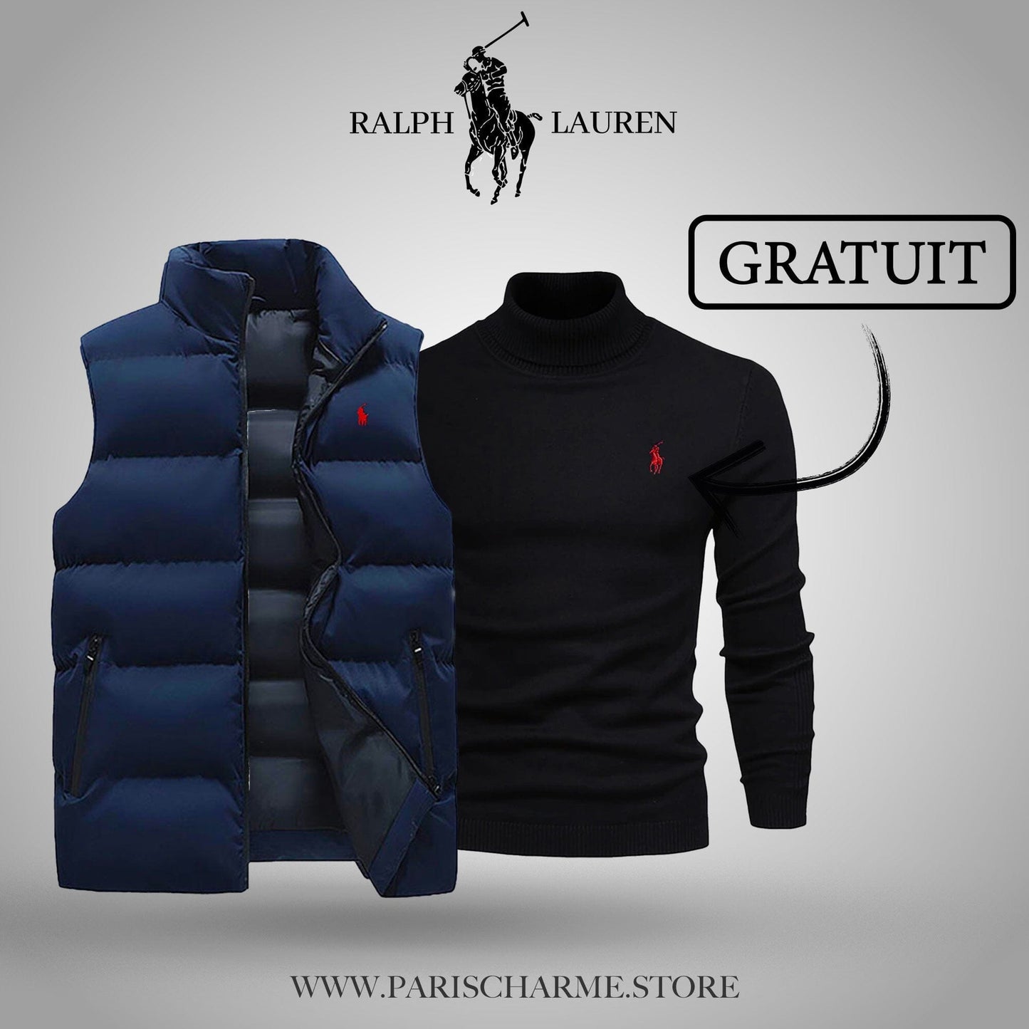R&L Vest + Free Sweater (CLEARANCE) Bernard Grimberg Blue Black M