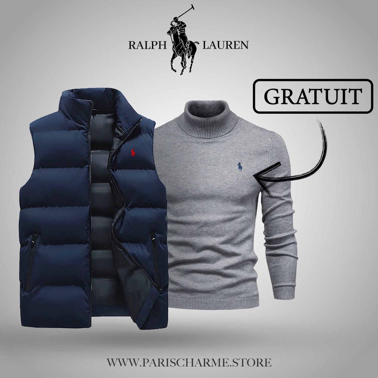 R&L Vest + Free Sweater (CLEARANCE) Bernard Grimberg Blue Gray M
