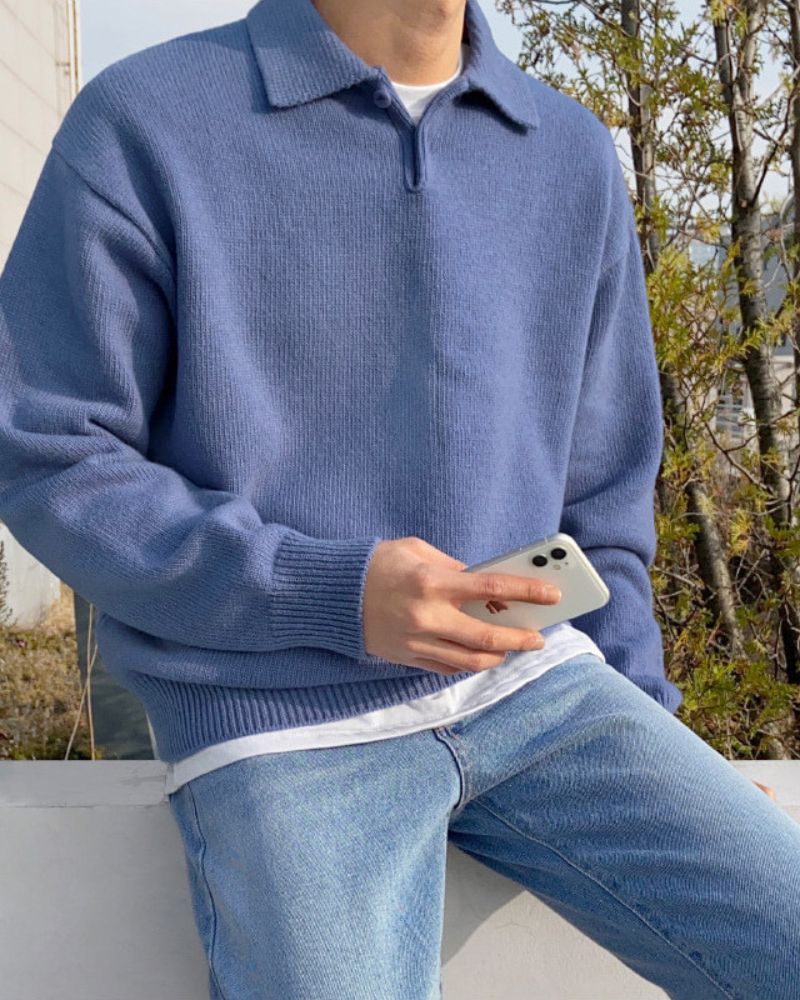 Woolen Button Half Zip 0 oldmoneystyle