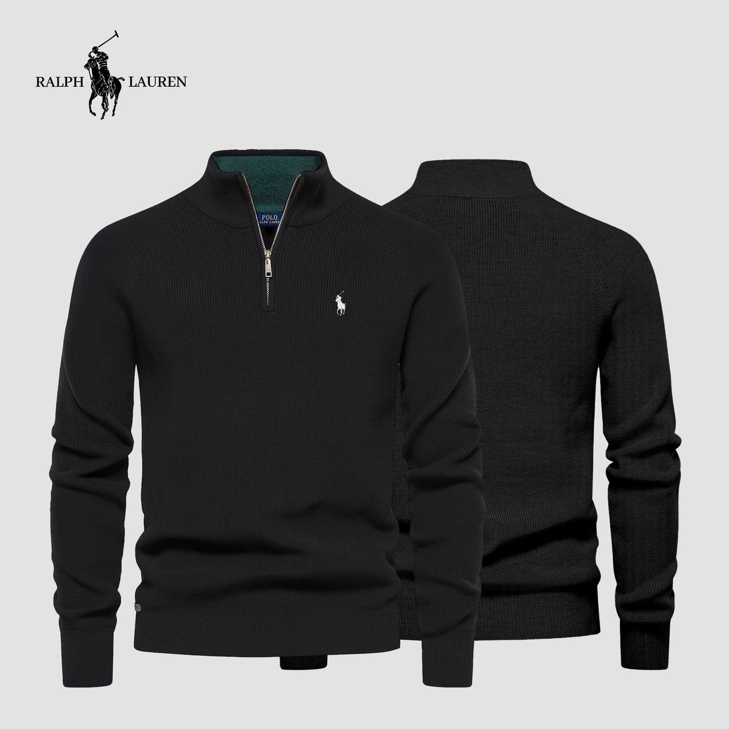 Zipped Collar Sweater R&L + Free Watch Bernard Grimberg Black S