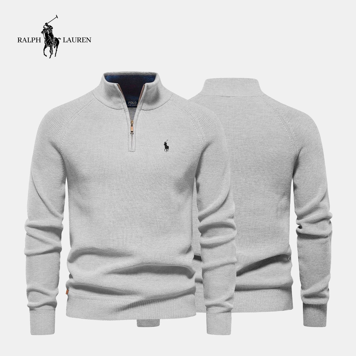 Zipped Collar Sweater R&L + Free Watch Bernard Grimberg Grey S