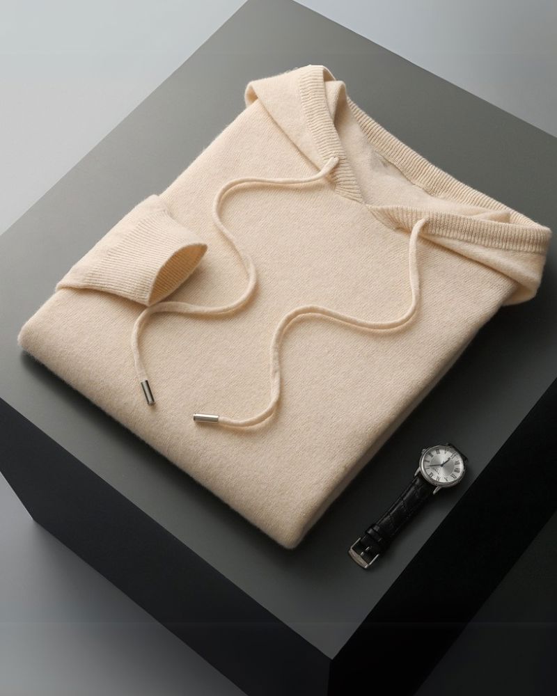 100% Cashmere Hoodie Bernard Grimberg Beige 2XS 