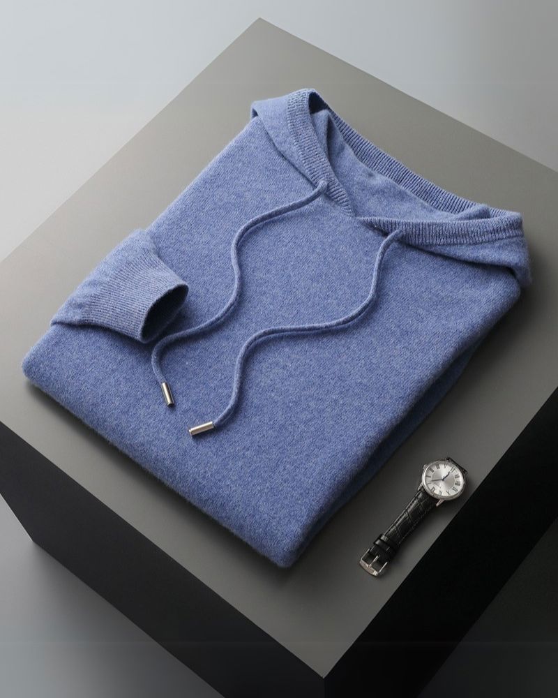 100% Cashmere Hoodie Bernard Grimberg Blue 2XS 
