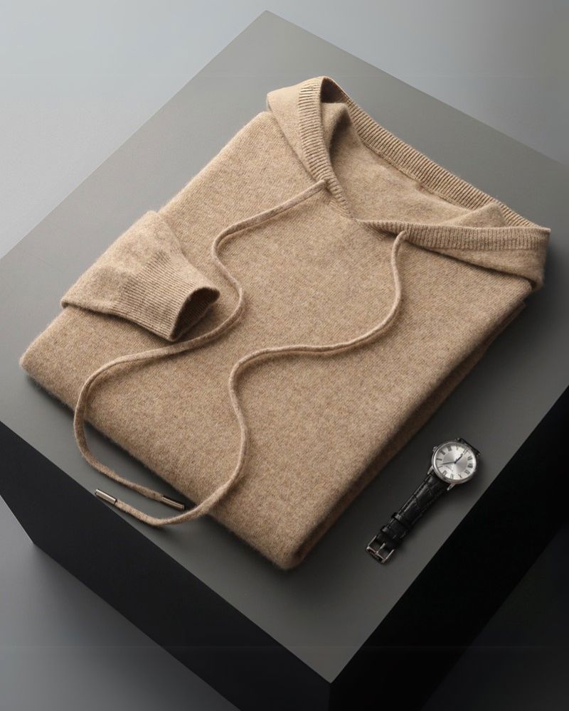 100% Cashmere Hoodie Bernard Grimberg Brown 2XS 
