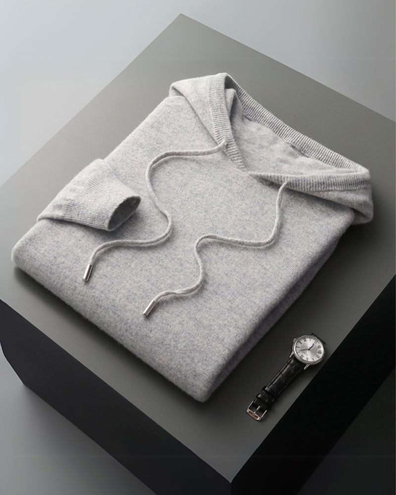 100% Cashmere Hoodie Bernard Grimberg Gray 2XS 