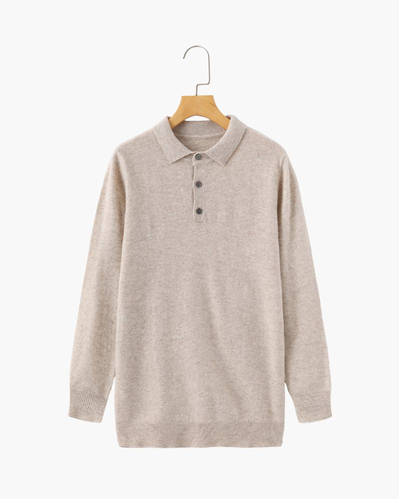 100% Cashmere Polo Bernard Grimberg Beige S 