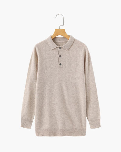100% Cashmere Polo Bernard Grimberg Beige S 
