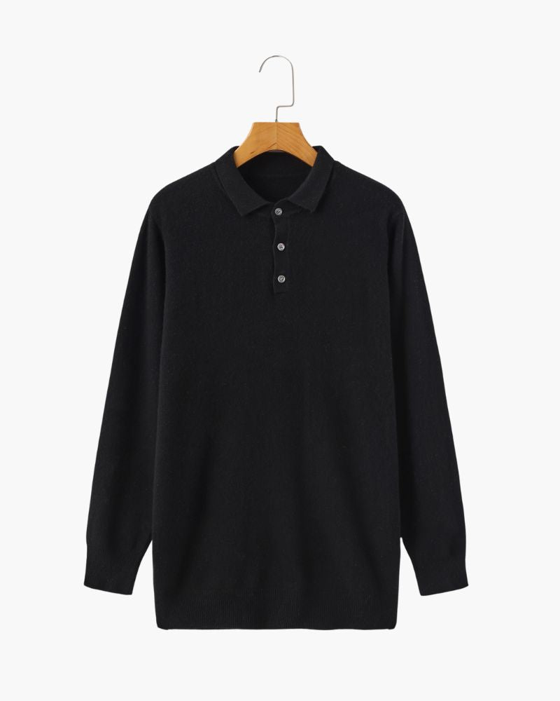 100% Cashmere Polo Bernard Grimberg Black S 