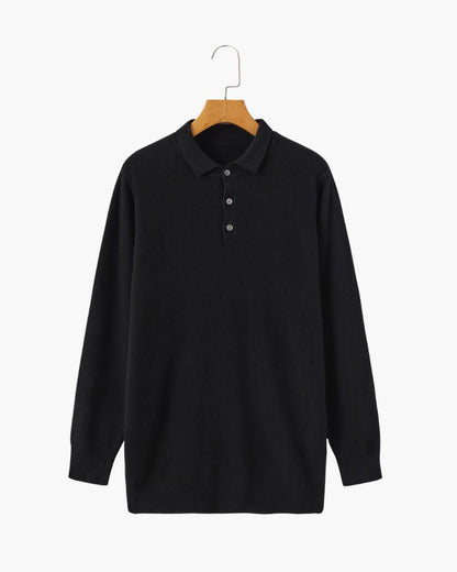 100% Cashmere Polo Bernard Grimberg Black S 
