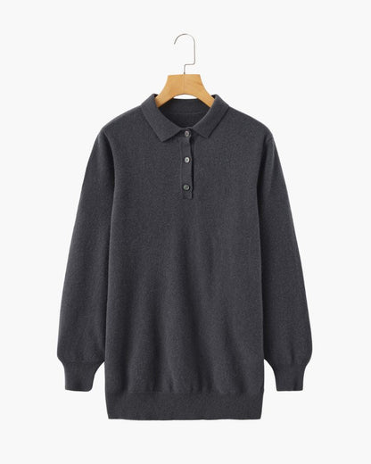 100% Cashmere Polo Bernard Grimberg Dark Gray S 