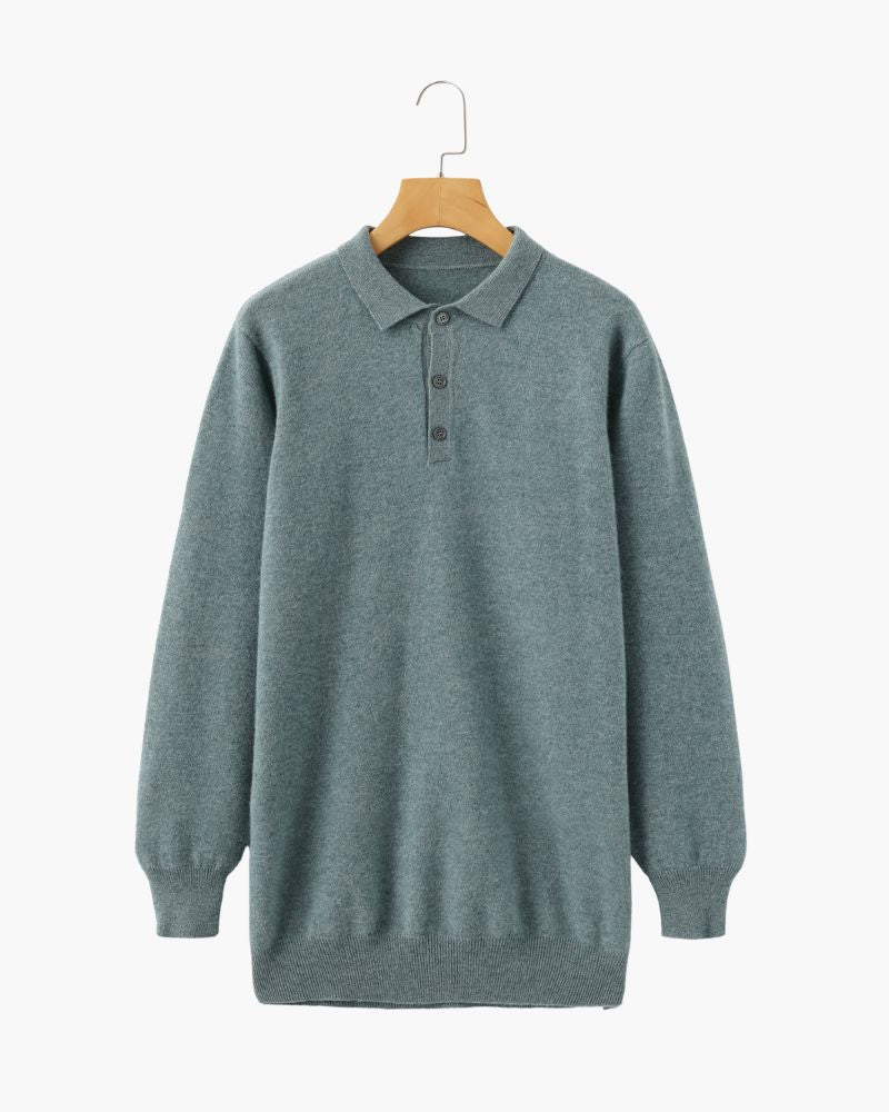 100% Cashmere Polo Bernard Grimberg Green S 