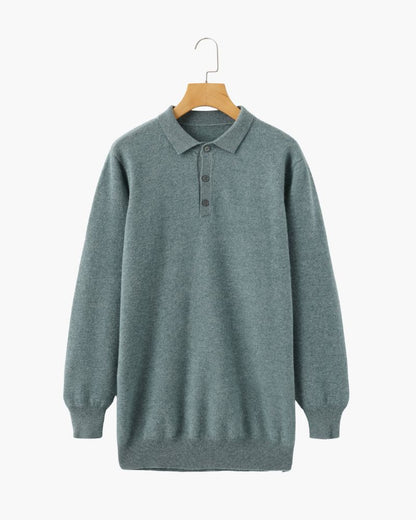 100% Cashmere Polo Bernard Grimberg Green S 