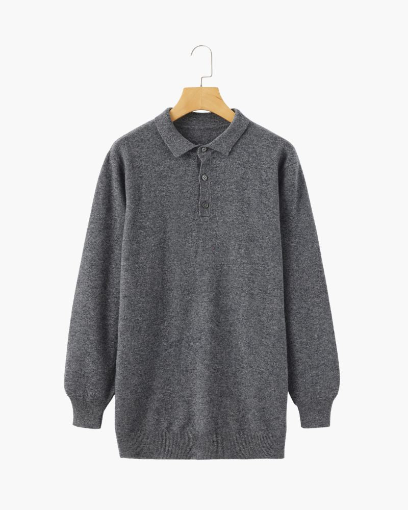100% Cashmere Polo Bernard Grimberg Light Gray S 