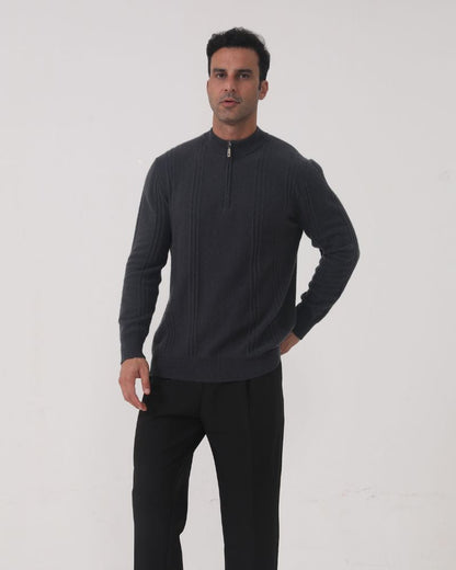 100% Cashmere Ribbed Half Zip Bernard Grimberg 