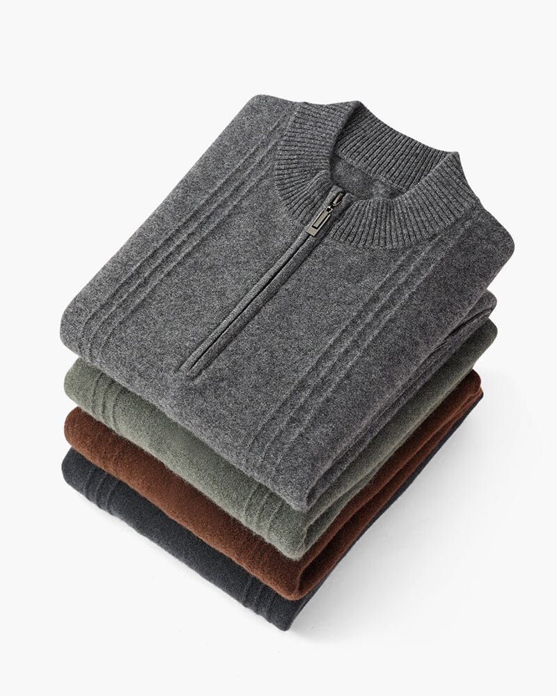 100% Cashmere Ribbed Half Zip Bernard Grimberg 