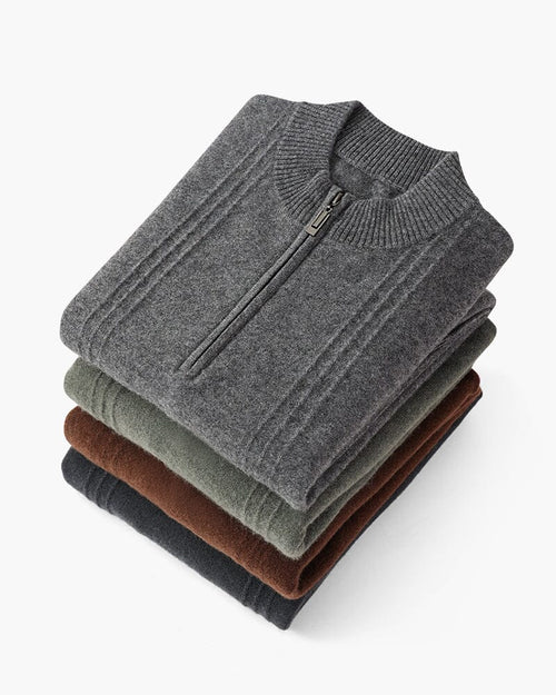 100% Cashmere Ribbed Half Zip Bernard Grimberg 