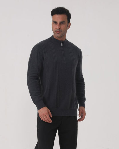 100% Cashmere Ribbed Half Zip Bernard Grimberg 