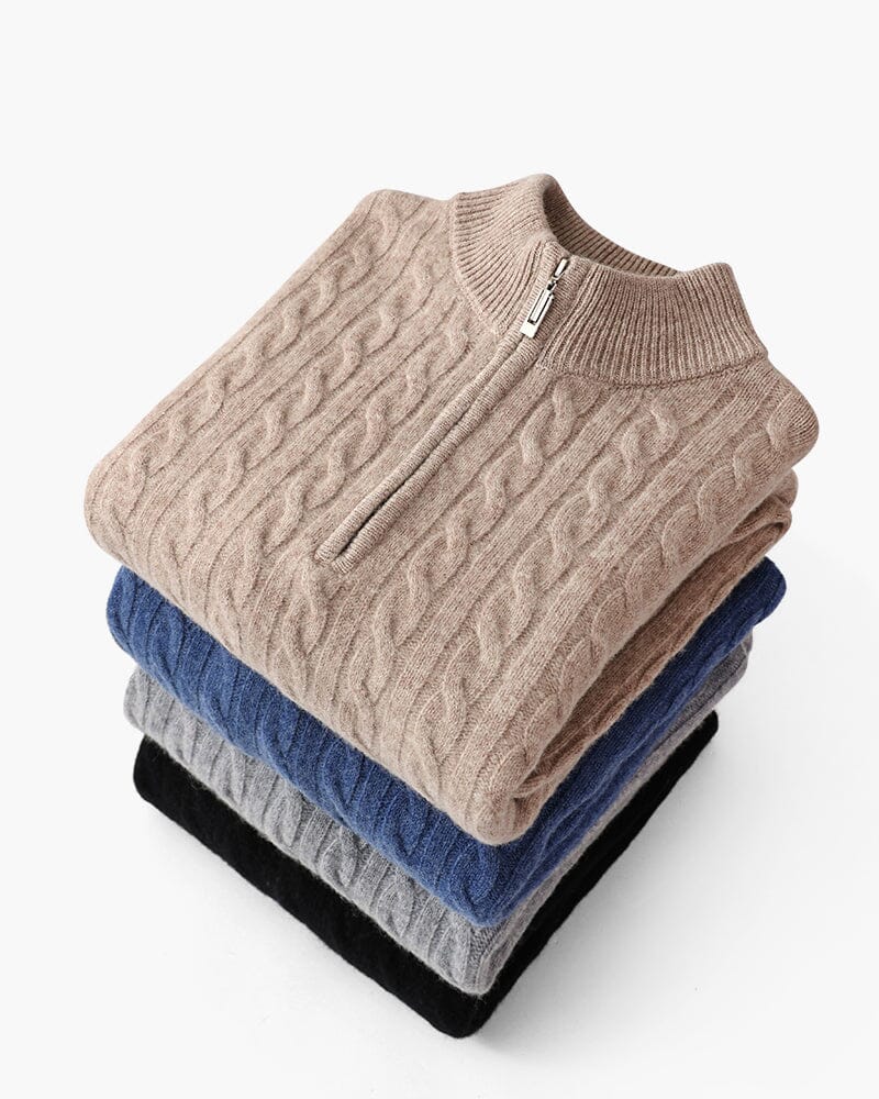 100% Cashmere Woven Half Zip Bernard Grimberg 
