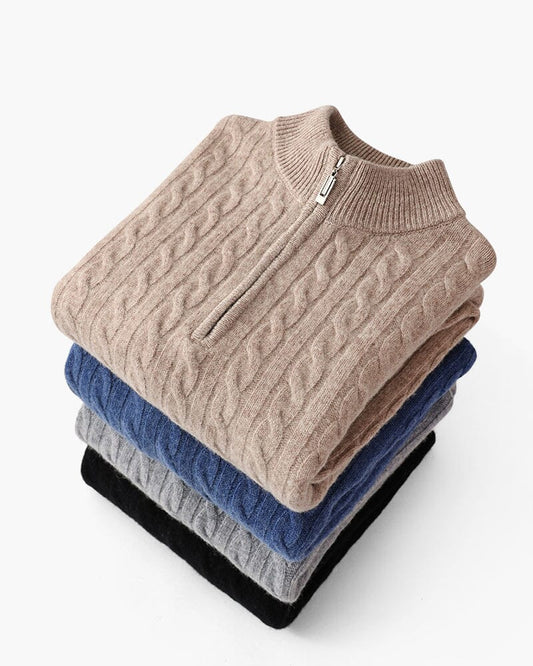 100% Cashmere Woven Half Zip Bernard Grimberg 