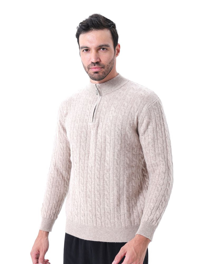 100% Cashmere Woven Half Zip Bernard Grimberg 