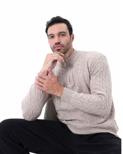 100% Cashmere Woven Half Zip Bernard Grimberg 