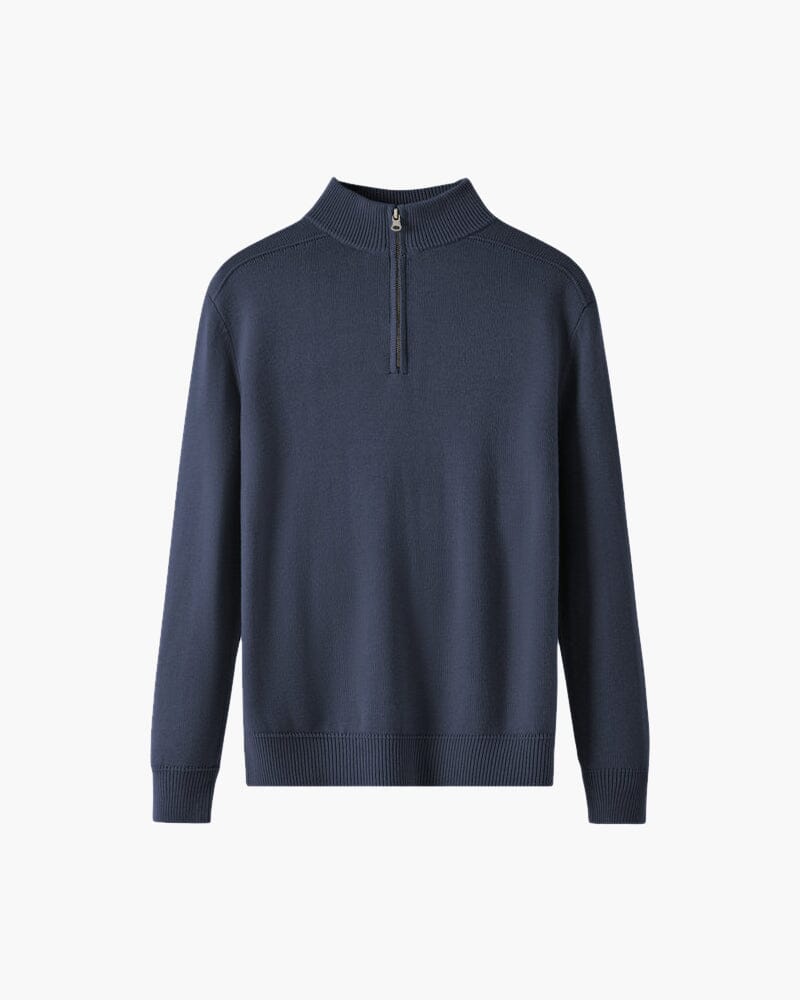 100% Merino Wool Zip Up Bernard Grimberg Navy S 