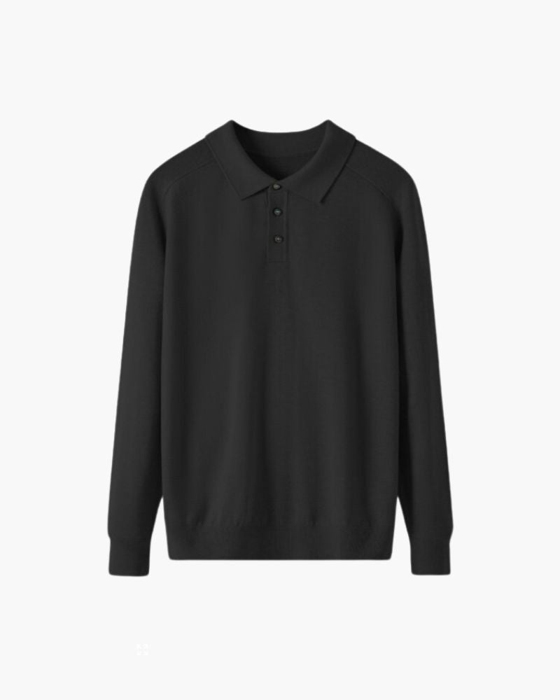 100% Premium Wool Polo Bernard Grimberg Black XS 