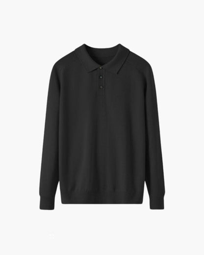 100% Premium Wool Polo Bernard Grimberg Black XS 