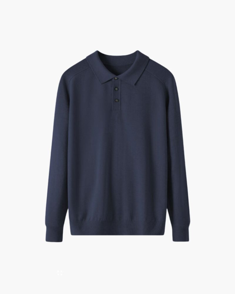 100% Premium Wool Polo Bernard Grimberg Navy XS 