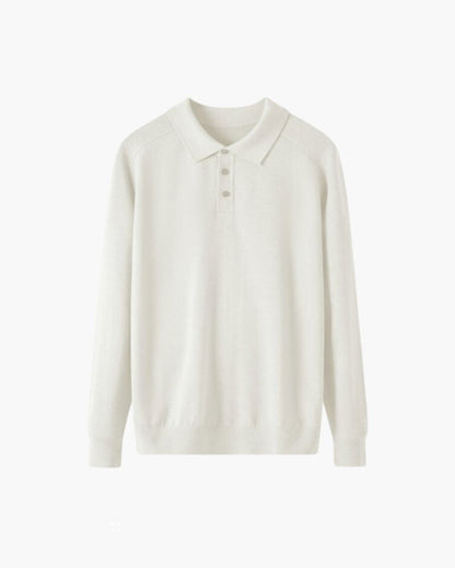 100% Premium Wool Polo Bernard Grimberg White XS 