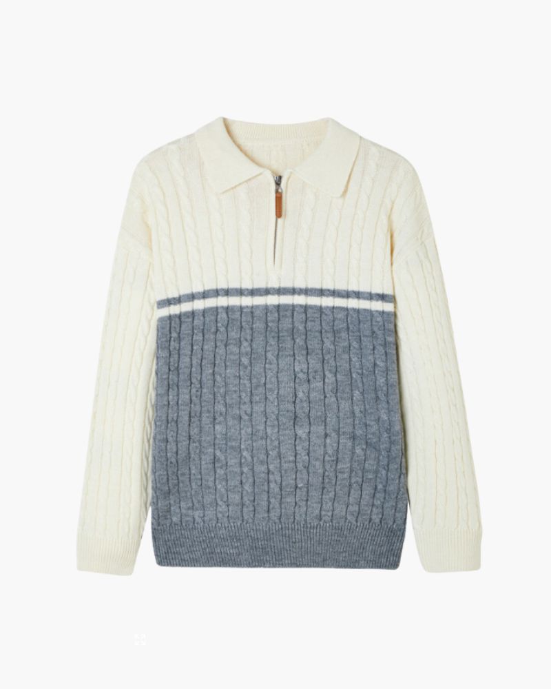 100% Premium Wool Zip Up Knitwear Bernard Grimberg Blue Gray XS 