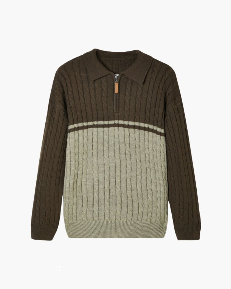 100% Premium Wool Zip Up Knitwear Bernard Grimberg Brown XS 