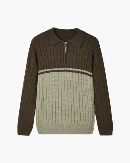 100% Premium Wool Zip Up Knitwear Bernard Grimberg Brown XS 