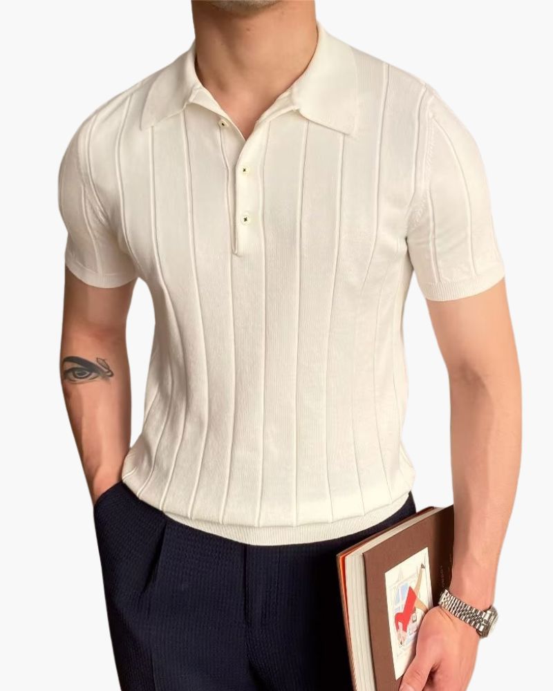 Cannes Ribbed Cotton Polo Bernard Grimberg White S 