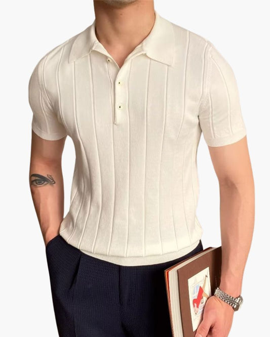Cannes Ribbed Cotton Polo Bernard Grimberg White S 