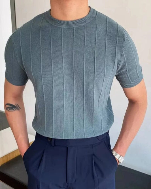 Cannes Ribbed T-Shirt Bernard Grimberg WorldWide Blue M 