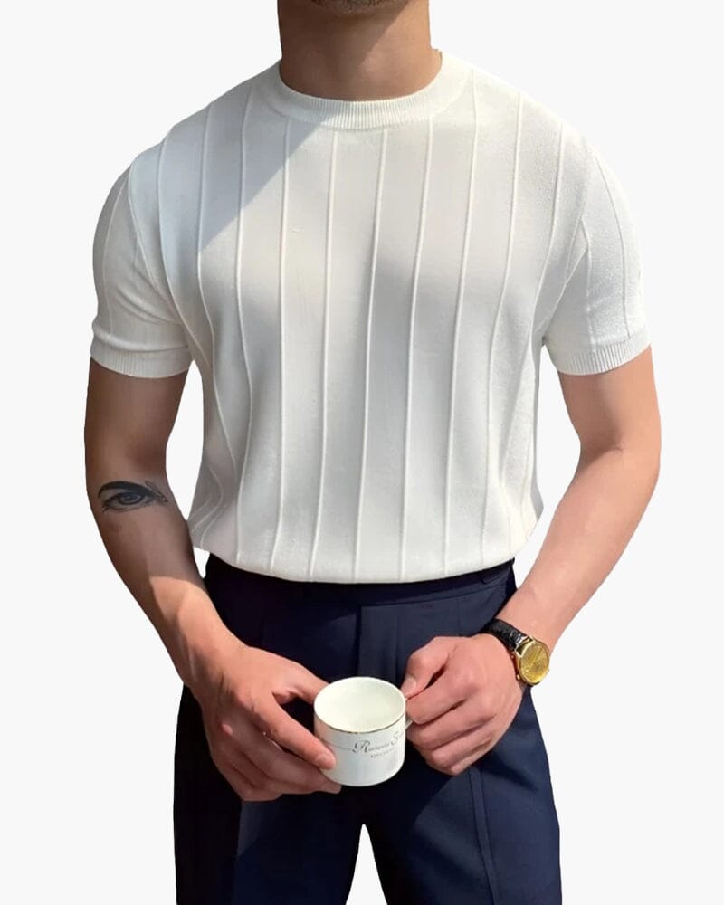 Cannes Ribbed T-Shirt Bernard Grimberg WorldWide White M 