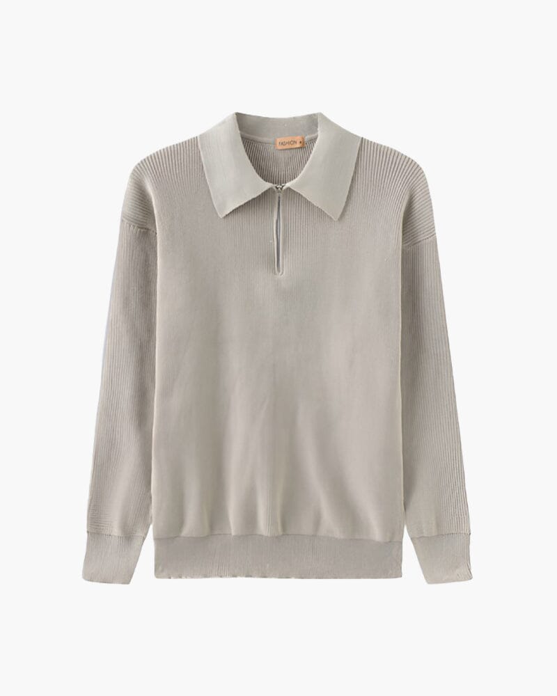 Cesare Half Zip Sweater Bernard Grimberg Light Gray S 